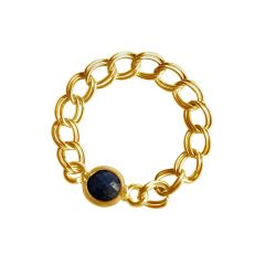 Gemshine - Damen - Ring - Vergoldet - Saphir - Blau - Beweglich - Geschmeidig