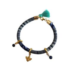 Gemshine - Damen - Armband - 925 Silber Vergoldet - AZTEC - BEE - Biene - Saphir - Blau
