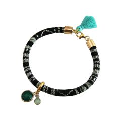 Gemshine - Damen - Armband - 925 Silber Vergoldet - AZTEC - Smaragd - Chalcedon - Grün - Meeresgrün