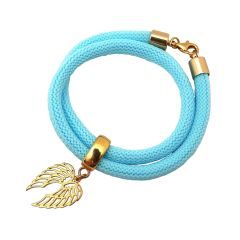 Gemshine - Damen - Armband - Wickelarmband - 925 Silber - Vergoldet - Flügel - Blau