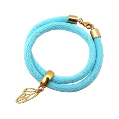 Gemshine - Damen - Armband - Wickelarmband - 925 Silber - Vergoldet - Schmetterling - Blau