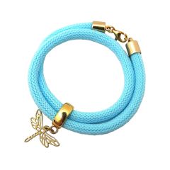 Gemshine - Damen - Armband - Wickelarmband - 925 Silber - Vergoldet - Libelle - Blau