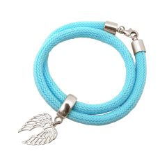 Gemshine - Damen - Armband - Wickelarmband - 925 Silber - Flügel - Blau