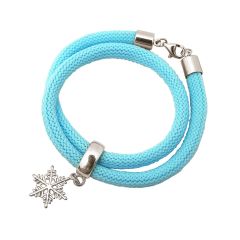 Gemshine - Damen - Armband - Wickelarmband - 925 Silber - Schneeflocke - Blau