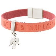 Gemshine - Damen - Armband - Schutz Engel - 925 Silber - WISHES - Rosa Pink - Magnetverschluss