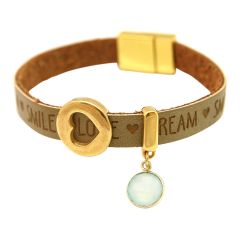 Gemshine - Damen - Armband - Herz - Liebe - WISHES - Chalcedon - Braun Sand - Magnetverschluss