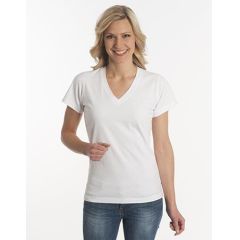 Damen T-Shirt Flash-Line, V-Neck, weiss, Grösse S