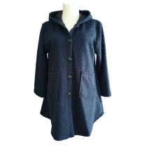 LAGENLOOK blaue Übergangs WOLLJACKE mit Kapuze