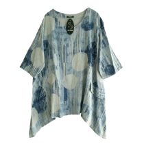 LAGENLOOK SHIRT grau-blau LEINENmix große Größen