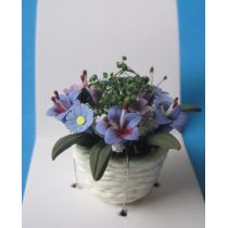 Bunte Frühlingsblumen im Topf Puppenhaus Dekoration Miniatur 1:12