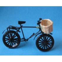 Fahrrad mit Korb Metall schwarz Puppenhaus Miniaturen 1:12