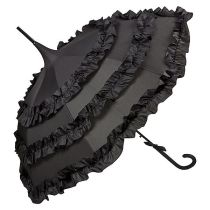 Von Lilienfeld Regenschirm Brautschirm Pagodenschirm mit Rüschen schwarz Lilly