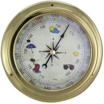 Barometer in Bullaugenform- Zifferblatt Wettermotive- Messing- Durchmesser 14,5 cm