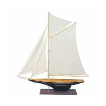 **Edle Yacht, Segelschiff, Schiffsmodel Segelboot Holz 85 cm- Stoffsegel, Holz
