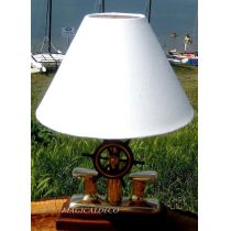**Exclusive- Maritime- Lampe - Poller mit Steuerrad + Stoffschirm 35 cm