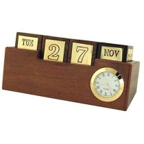 Kalender manuell- Uhr aus Holz und Messing