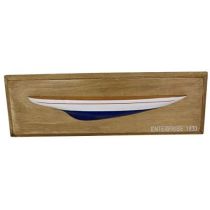 Wanddeko Halbmodell Segler Schiffsrumpf Holz 48 cm blau/weiß