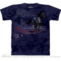 T-Shirt Horse Flag (Pferd mit amerikanischer Flagge) (The Mountain), nur noch S und XXL