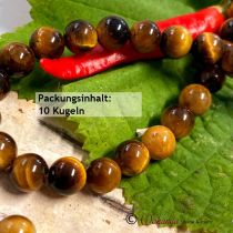 Tigerauge, Kugeln gebohrt 6 mm, A-Qualität, Packung mit 10 Kugeln