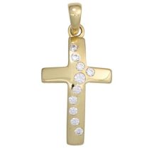 Anhänger Kreuz 333 Gelbgold 10 Zirkonia