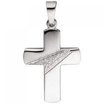 Anhänger Kreuz 925 Silber gehämmert diamantiert Kreuzanhänger