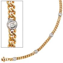 Armband 585 Gelbgold Weißgold bicolor 6 Diamanten Brillanten 19 cm