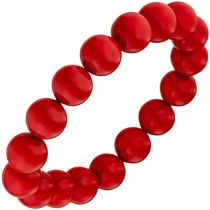 Armband aus Muschelkern Perlen rot 19 cm Perlenarmband elastisch