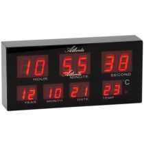 Atlanta 1139 Wecker Netzwecker digital schwarz rot Thermometer Datum