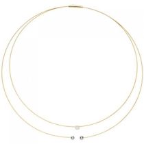 Collier Halskette 2-reihig 750 Gold bicolor 3 Diamanten Brillanten