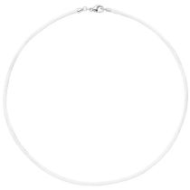 Collier Halskette Seide in weiß 42 cm, Verschluss 925 Silber Kette