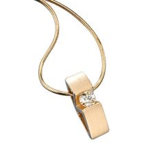 Collier Kette mit Anhänger 585 Gelbgold 1 Diamant Brillant 42 cm