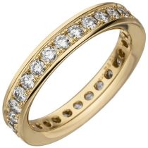 Damen Memory-Ring 585 Gelbgold mit Diamanten Brillanten rundum Größe 56