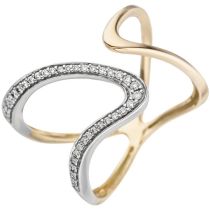 Damen Ring 2-reihig 585 Gelbgold 36 Diamanten Diamantring