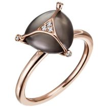 Damen Ring 585 Gold Rotgold 1 Monstein grau 6 Diamanten