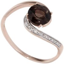 Damen Ring 585 Rotgold 1 Rauchquarz braun 3 Diamanten