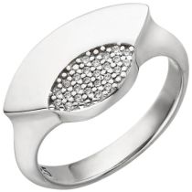 Damen Ring 925 Sterling Silber 25 Zirkonia 10,2 m breit