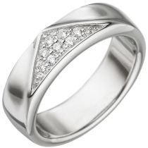 Damen Ring 925 Sterling Silber 8 Zirkonia 6,1 mm breit