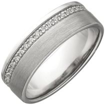 Damen Ring 925 Sterling Silber matt mit Zirkonia rundum