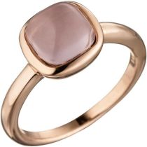 Damen Ring 925 Sterling Silber rotgold mit rosa Glasstein