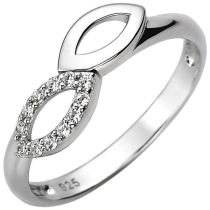 Damen Ring 925 Sterling Silber, 12 Zirkonia