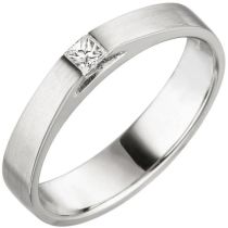Damen Ring 950 Platin matt 1 Diamant Princess Schliff 0,07 ct.
