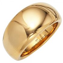 Damen Ring breit Edelstahl gold farben beschichtet Größe 50