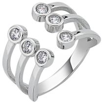 Damen Ring offen 925 Sterling Silber 6 Zirkonia