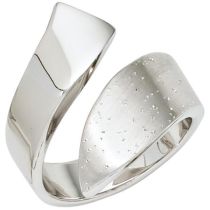 Damen Ring offen 925 Sterling Silber mattiert mit Glitzereffekt