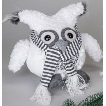 Deko-Figur Wintereule Moonkin mit Schal, sitzend, weiß 25 cm