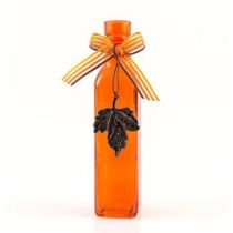 Deko Flasche mit Anhänger aus Glas in Orange, 21 cm hoch