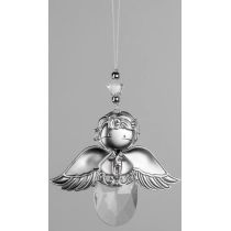 Dekohänger Engel aus Acryl, silber 13 cm