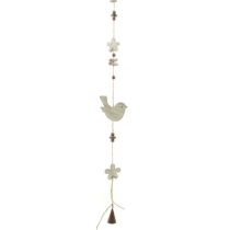 DIO Hängedeko Dekohänger mit Vogel aus Holz in Antik-Weiß, 70 cm
