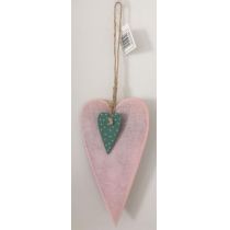 DIO Hängedeko Herz aus Sperrholz, rosa/blau, 10,5x18cm