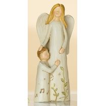 Engelpaar Mutter mit Junge links, creme, 15 cm